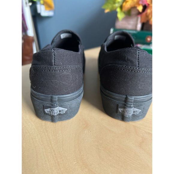VANS Off The Wall Classic Slip On 500714 Black Canvas Shoes Size 8.5 - Picture 3 of 4
